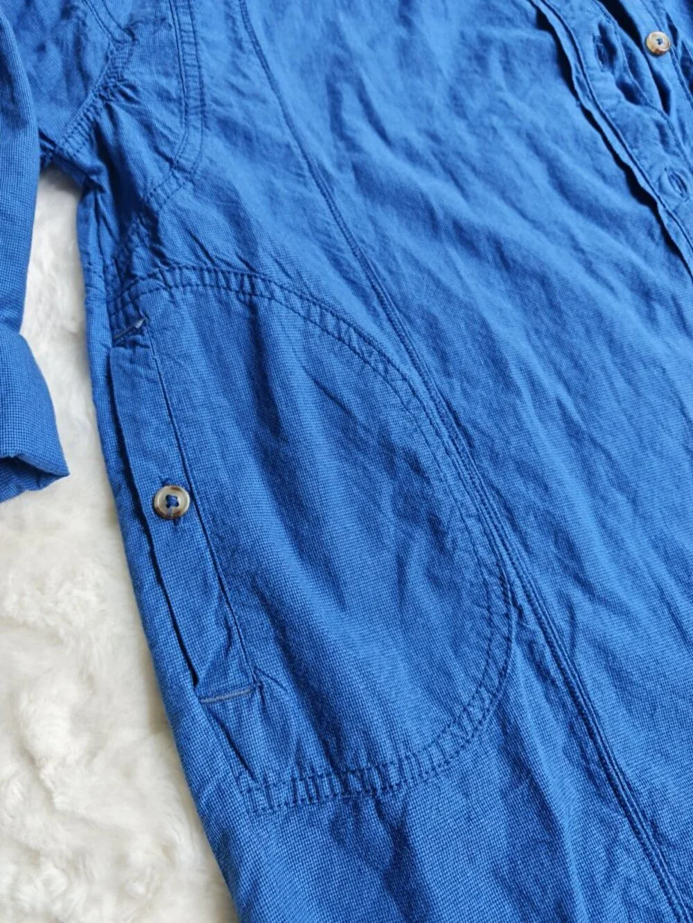 Free People We The Free Garden State Button Down Shirt XS Oversized Blue Cotton